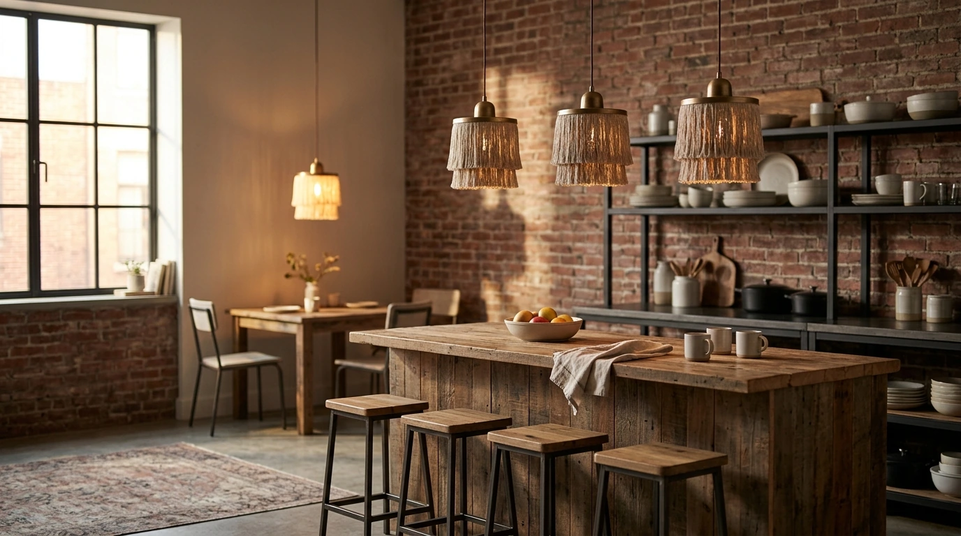 Industrial Vintage Tassel Pendant Light: Warmth & Texture