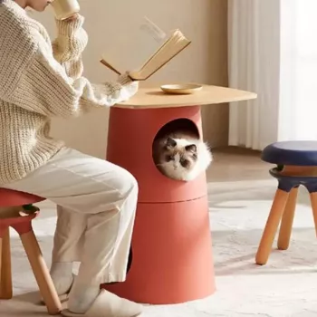 Modern Cat Tree Side Table with Scratching Post